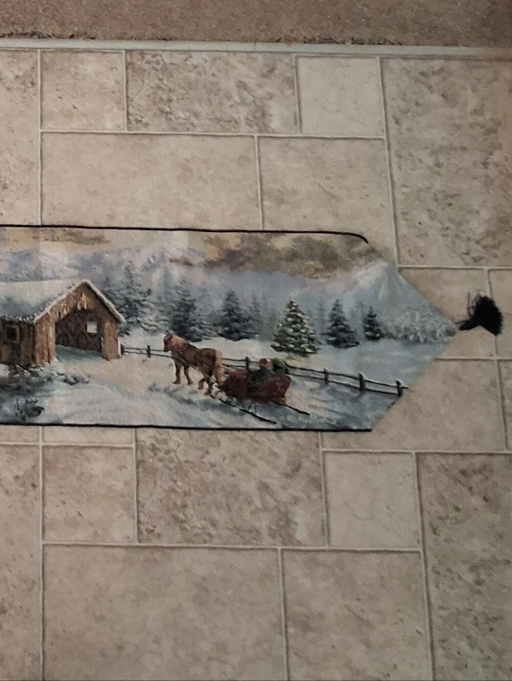 Nicky Boehme Winter Scene Covered Bridge 72x13